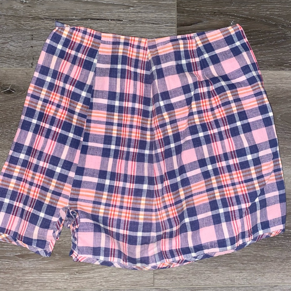 Pink plaid skirt